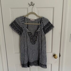 Parker Navy and White Striped Top
